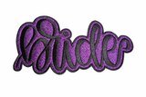 Bride Glitter Patch - Iron On Patch Purple Glitter and Black Thread