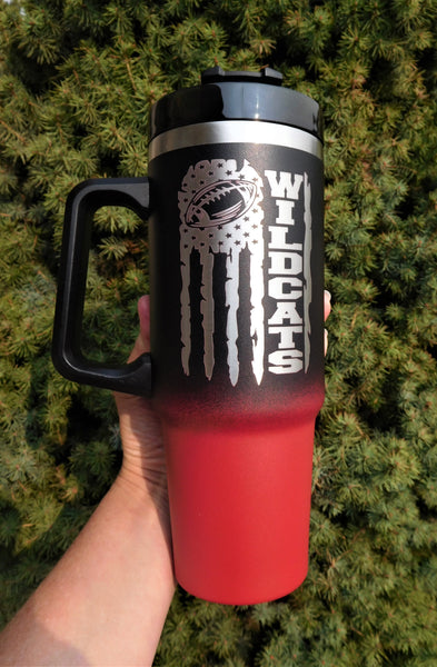 30 Ounce Wildcats Football Black and Red Tumbler with Lid - RTS