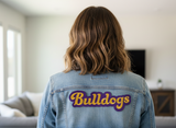 Bulldogs Faux Leather Embroidered Patch - Purple and Gold