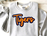 Tigers Faux Leather Embroidered Patch Navy and Orange