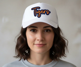 Tigers Faux Leather Embroidered Patch Navy and Orange