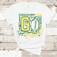 Go Stingers Football Green and Yellow Direct to Film Transfer - 10 to 14 Day Ship Time