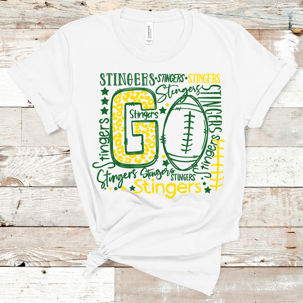 Go Stingers Football Green and Yellow Direct to Film Transfer - 10 to 14 Day Ship Time