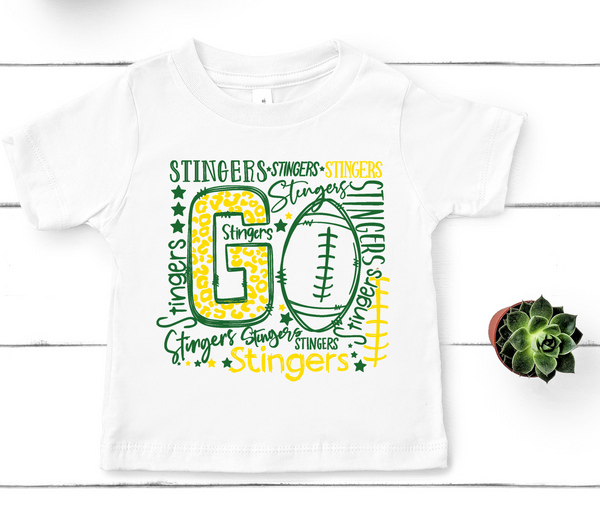 Go Stingers Football Green and Yellow Direct to Film Transfer - YOUTH SIZE - 10 to 14 Day Ship Time