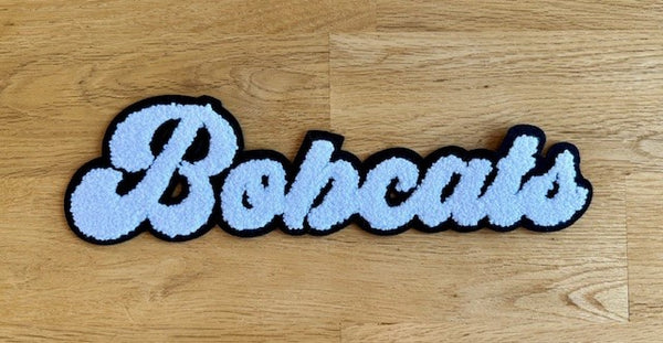 Bobcats Black and White Chenille Patch with Adhesive Backing - Preorder