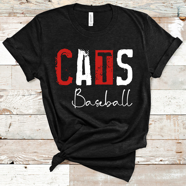 Cats Baseball Grunge Red and White Direct to Film Transfer - 10 to 14 Day Ship Time