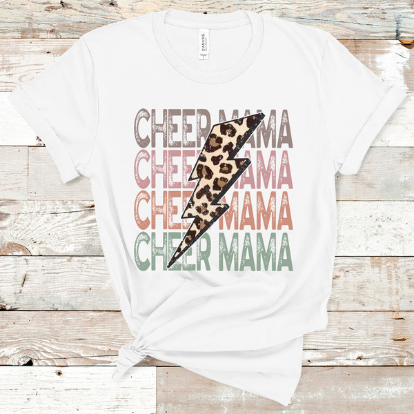 Cheer Mama Colorful Leopard Lightning Bolt Direct to Film Transfer - 10 to 14 Day Ship Time