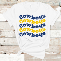 Cowboys Wavy Retro Mascot Navy and Gold Direct to Film Transfer - 10 to 14 Day Ship Time