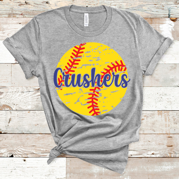 Crushers Royal Blue Distressed Softball Direct to Film Transfer - 10 to 14 Day Ship Time