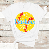 Crushers Sky Blue Distressed Softball Direct to Film Transfer - 10 to 14 Day Ship Time