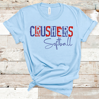 Crushers Softball Grunge Royal Blue and Red Direct to Film Transfer - 10 to 14 Day Ship Time