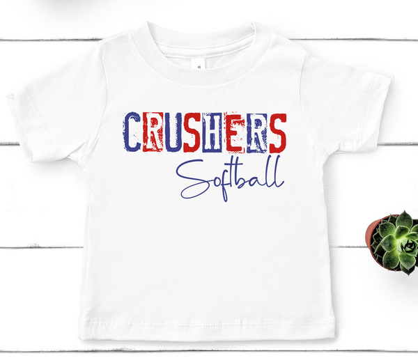 Crushers Softball Grunge Royal and Red Direct to Film Transfer - YOUTH SIZE - 10 to 14 Day Ship Time