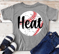Heat Black Distressed Baseball Direct to Film Transfer - YOUTH SIZE - 10 to 14 Day Ship Time