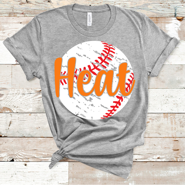 Heat Orange Distressed Baseball Direct to Film Transfer - 10 to 14 Day Ship Time