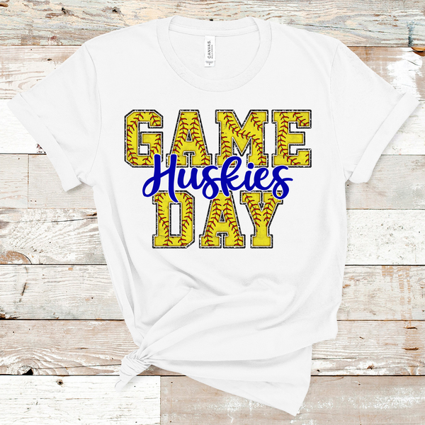 Softball Game Day Huskies Royal Blue Color Code 0504AA Direct to Film Transfer - 10 to 14 Day Ship Time