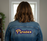 Pirates Faux Leather Embroidered Patch - Purple and Gold