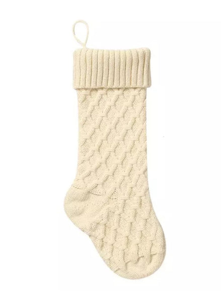 10 Cream Knit Christmas Stocking