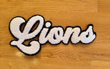 Lions Black and White Chenille Patch with Adhesive Backing - Preorder