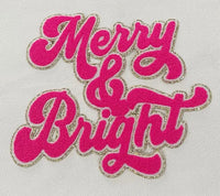 Merry and Bright Iron On Christmas Chenille Patch - Preorder 1 - 2 Week TAT
