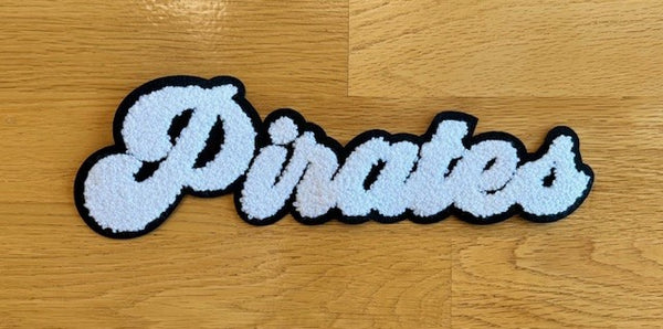 Pirates Black and White Chenille Patch with Adhesive Backing - Preorder