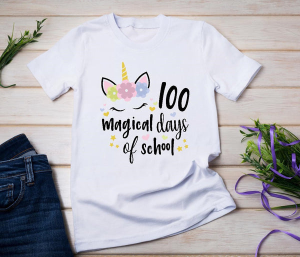100 Magical Days of School Unicorn Print - Adult Size - SUBLIMATION TRANSFER - RTS