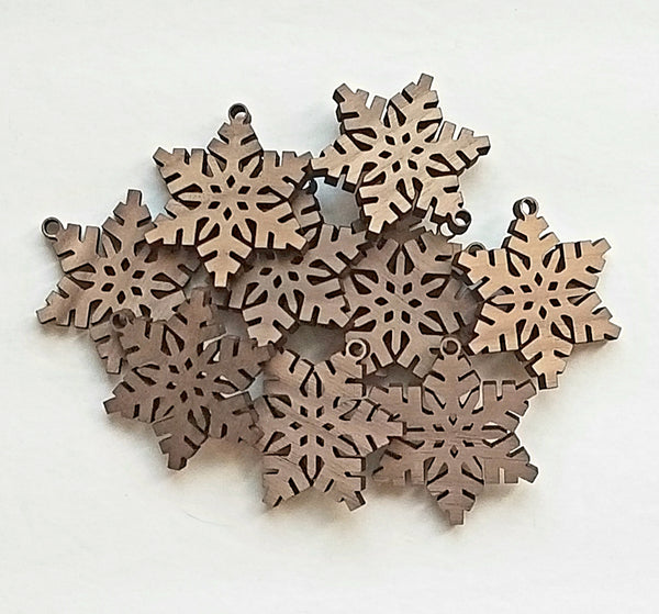 Wood Mini Snowflake Ornament Package Tag - Set of 10