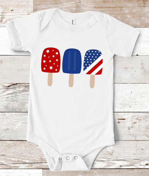 4th of July Popsicle Infant Screen Print Transfer - RTS