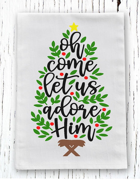 Oh Come Let Us Adore Him Screen Print Transfer Towel Size - HIGH HEAT FORMULA - Preorder