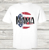 Baseball Mama with Distressed American Flag Baseball - SUBLIMATION TRANSFER - RTS