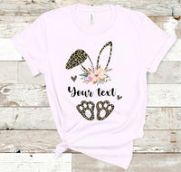 Add Your Own Text Leopard Easter Bunny Adult Size Screen Print Transfer - HIGH HEAT FORMULA - RTS
