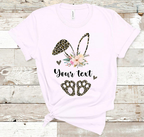 Add Your Own Text Leopard Easter Bunny Adult Size Screen Print Transfer - HIGH HEAT FORMULA - RTS