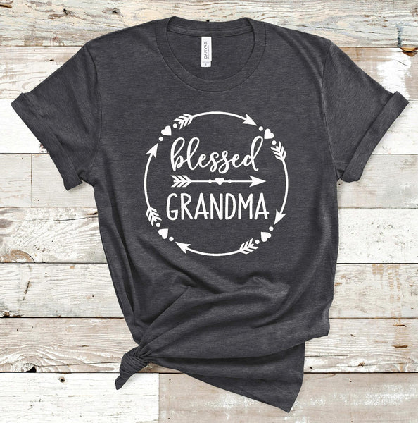 Blessed Grandma Round Arrows and Hearts Screen Print Transfer - RTS
