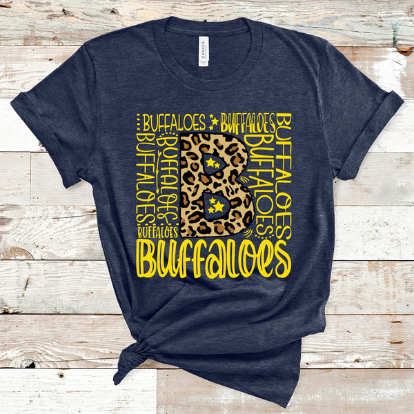Buffaloes Leopard Typography Word Art Yellow Text Direct to Film Transfer - 10 to 14 Day Ship Time