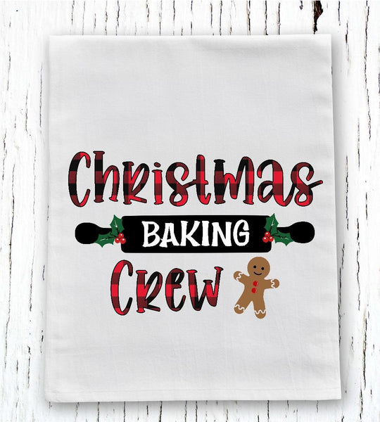 Christmas Baking Crew Red and Black Plaid Screen Print Transfer Towel Size - HIGH HEAT FORMULA - RTS