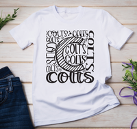 Colts Typography Mascot - Adult Size - SUBLIMATION TRANSFER - RTS