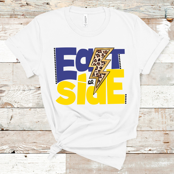 Eastside Mascot Lightning Bolt Royal Blue and Yellow Direct to Film Transfer - 10 to 14 Day Ship Time