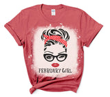 February Girl Messy Bun with Glasses - SUBLIMATION TRANSFER - RTS