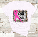 Faith Over Fear Wood Background Breast Cancer Screen Print Transfer - HIGH HEAT FORMULA - RTS