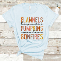 Flannels Hayrides Pumpkins Sweaters Bonfires Fall Screen Print Transfer - HIGH HEAT FORMULA - RTS