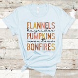 Flannels Hayrides Pumpkins Sweaters Bonfires Fall Screen Print Transfer - HIGH HEAT FORMULA - RTS