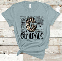 Generals Leopard Typography Word Art Direct to Film Transfer - 10 to 14 Day Ship Time
