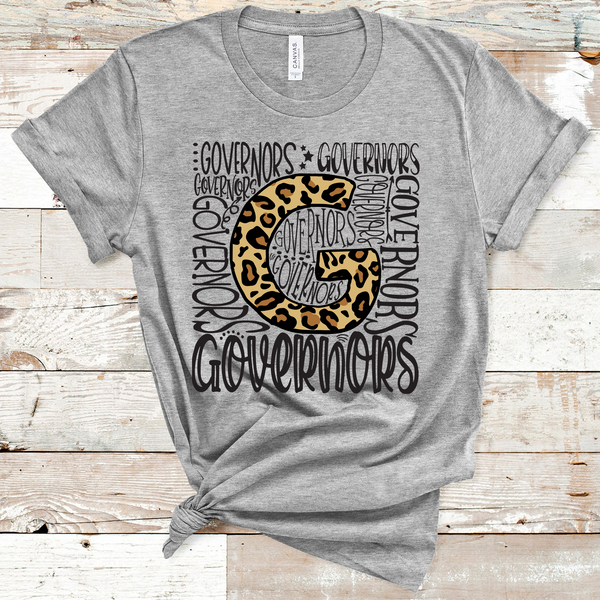 Governors Leopard Typography Word Art Direct to Film Transfer - 10 to 14 Day Ship Time