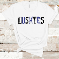 Huskies Single Line Grunge Black and Royal Blue Direct to Film Transfer - 10 to 14 Day Ship Time
