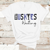 Huskies Wrestling Grunge Black and Royal Blue Direct to Film Transfer - 10 to 14 Day Ship Time