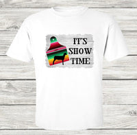 It's Show Time with Sheep and Serape Ear Tag - SUBLIMATION TRANSFER - RTS
