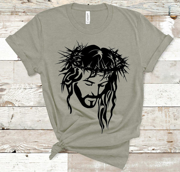 Jesus in a Crown of Thorns Adult Size Screen Print Transfer - RTS
