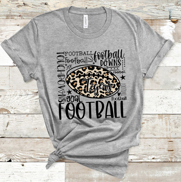 Football Leopard Typography Tigers Direct to Film Transfer - 10 to 14 Day Ship Time