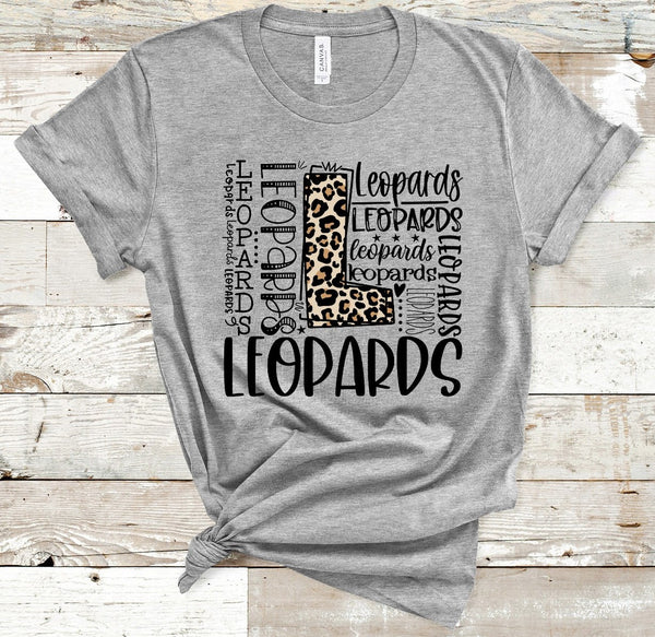 Leopards Mascot Leopard Typography Direct to Film Transfer - 10 to 14 Day Ship Time