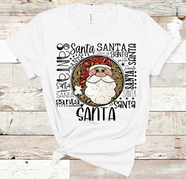 Santa Leopard Typography Black Text Direct to Film Transfer - 10 to 14 Day Ship Time