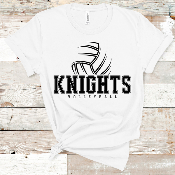 Knights Volleyball Black Text Direct to Film Transfer - 10 to 14 Day Ship Time